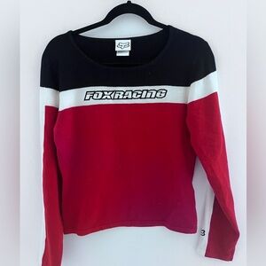 Fox Racing crop sweater red black white large